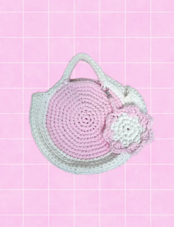 Bolso crochet trapillo rosado 220bs