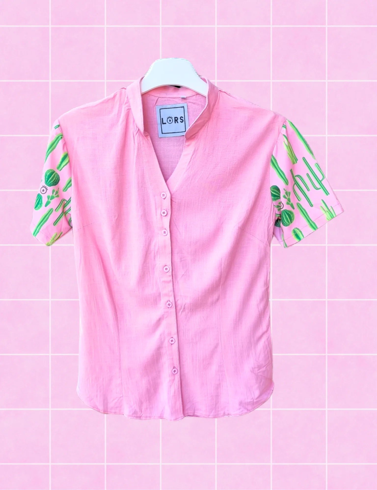 Camisa mangas cactus mujer rosado talla s m 300bs